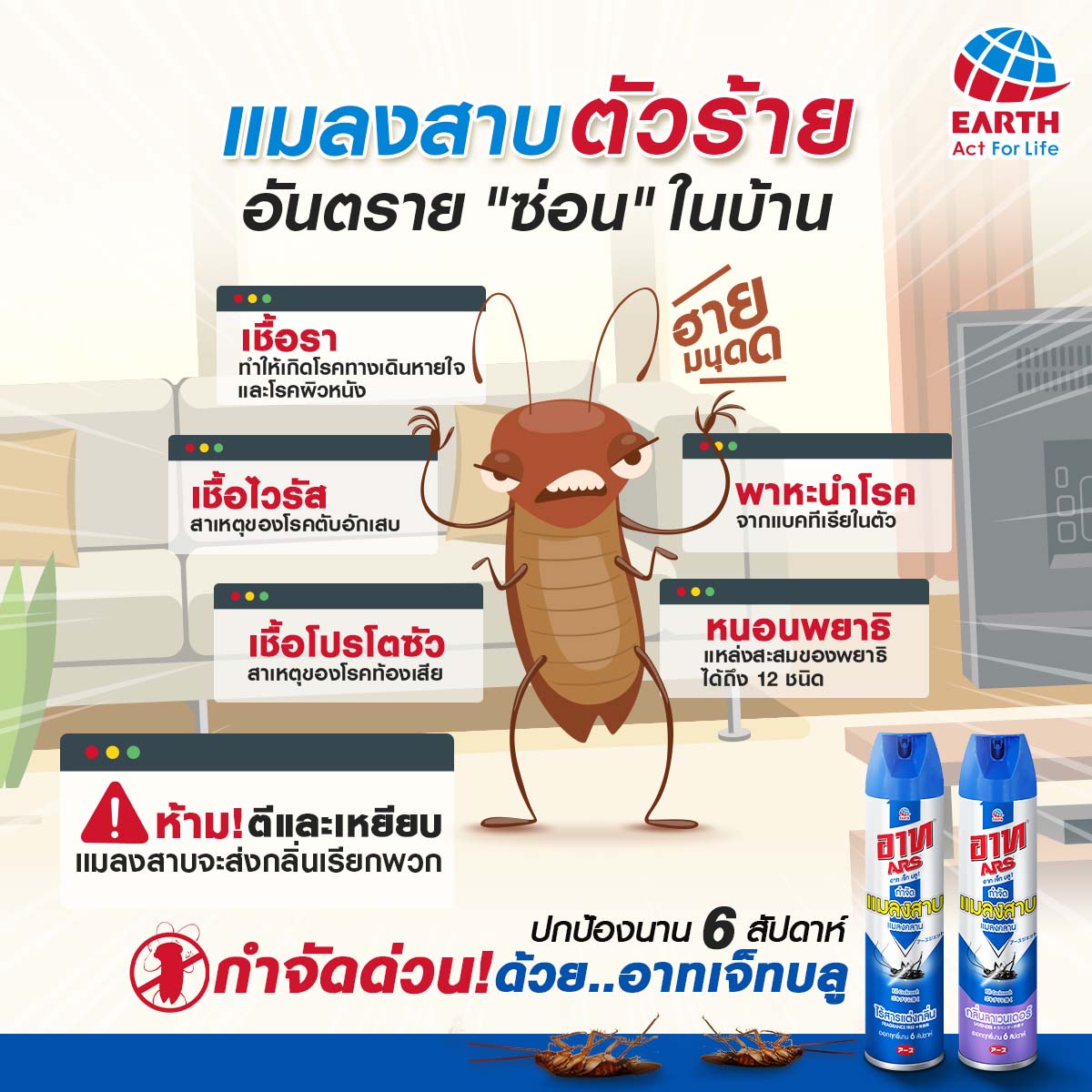 แมลงสาบตัวร้าย อันตรายที่ซ่อนในบ้าน!!!